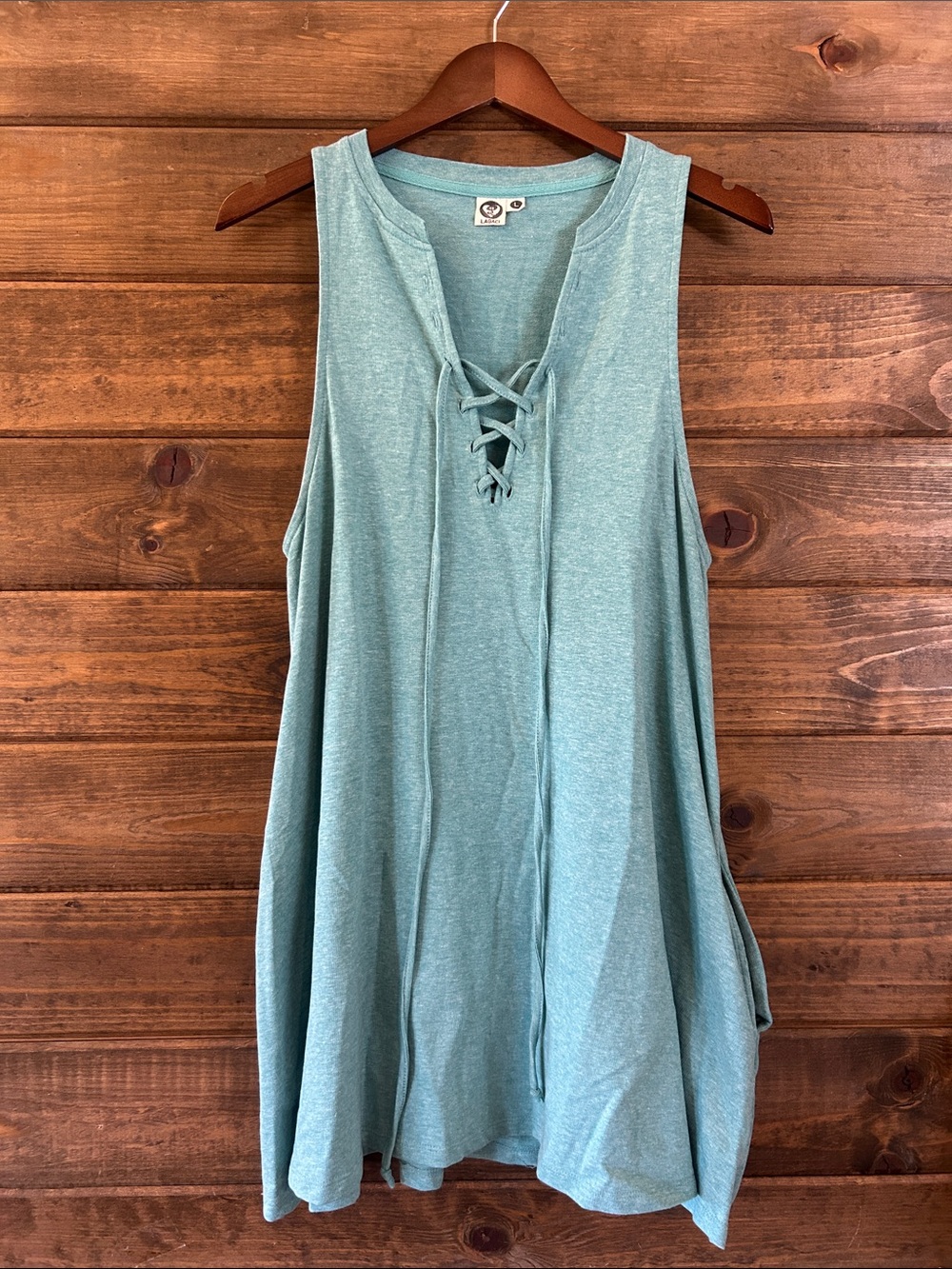 Lagaci Seafoam Lace-Up Sleeveless Tunic/beach cover up